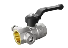 Кран шаровой латунный с дренажем и воздухоотводчиком трехходовой LD Pride 44.15.В-В.С.Р  Ду 15 Ру 40 рычаг