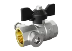 Кран шаровой латунный с дренажем и воздухоотводчиком трехходовой LD Pride 44.15.В-В.С.Б  Ду 15 Ру 40 бабочка