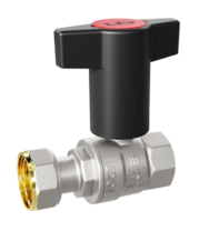 Кран шаровой латунный с накидной гайкой LD Pride 47.15.В-НкГк.Ду 15 Ру 40 с Т-рукояткой (Red + Blue)