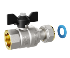 Кран шаровой латунный с накидной гайкой LD Pride 47.15.В-НкГк.Б Ду 15 Ру 40 бабочка с биркой