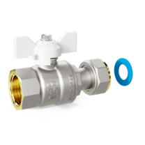 Кран шаровой латунный с накидной гайкой LD Pride 47.15.В-НкГк.Б Ду 15 Ру 40 бабочка (white) с биркой