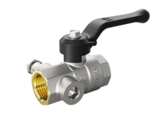 Кран шаровой латунный с дренажем и воздухоотводчиком трехходовой LD Pride 44.15.В-В.С.Р Ду 15 Ру 40 рычаг