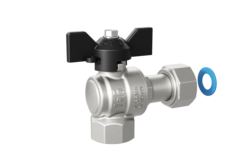 Кран шаровой латунный угловой с накидной гайкой LD Pride 47.15.В-НкГк.У.Б Ду 15 Ру 40 бабочка с биркой