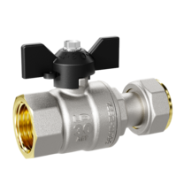 Кран шаровой латунный с накидной гайкой LD Pride 47.20.В-НкГк.Б Ду 20 Ру 40 бабочка