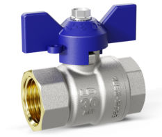 Кран шаровой латунный LD Pride 47.25.В-В.Б Ду 25 Ру 40 бабочка (blue)