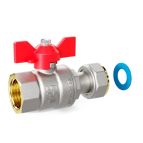 Кран шаровой латунный с накидной гайкой LD Pride 47.20.В-НкГк.Б Ду 20 Ру 40 бабочка (red) с биркой