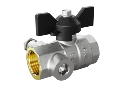 Кран шаровой латунный с дренажем и воздухоотводчиком трехходовой LD Pride 44.15.В-В.С.Б Ду 15 М20 Ру 40 бабочка