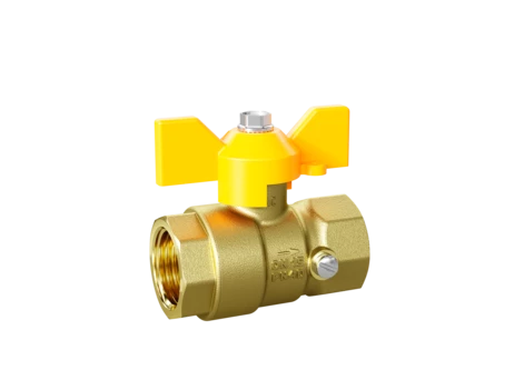 Кран шаровой латунный для манометра LD Pride 44.15.В-В.2М.Б GAS Ду 15 Ру 40 бабочка
