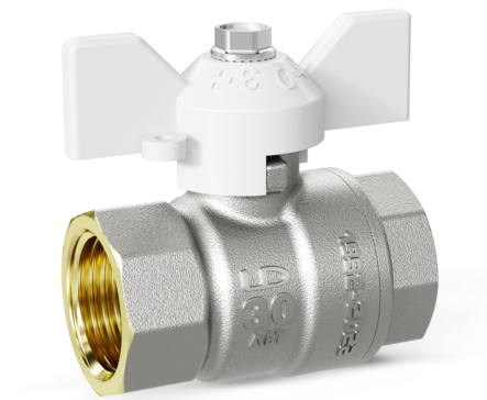 Кран шаровой латунный LD Pride 47.20.В-В.Б Ду 20 Ру 40 бабочка (white)