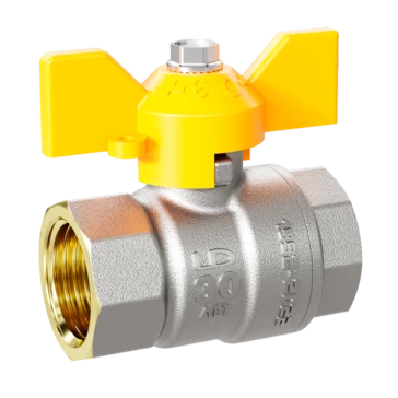 Кран шаровой латунный LD Pride 47.25.В-В.Б GAS Ду 25 Ру 40 бабочка с биркой