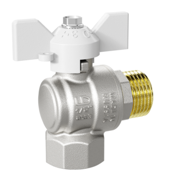 Кран шаровой латунный угловой LD Pride 47.15.В-Н.У.Б Ду 15 Ру 40 бабочка с биркой (white)