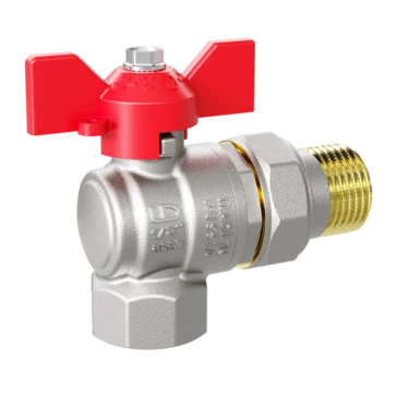 Кран шаровой латунный угловой LD Pride 47.15.В-ГШ.У.Б Ду 15 Ру 40 бабочка (red)