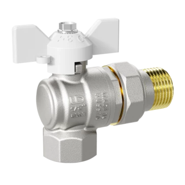 Кран шаровой латунный угловой LD Pride 47.15.В-ГШ.У.Б Ду 15 Ру 40 бабочка (white)