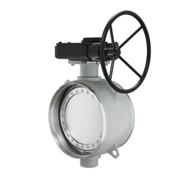 Поворотно-дисковый затвор 3-х эксцентриковый LD с редуктором R из стали 20, ПДЗ.П.Р.900.025.02