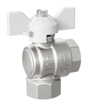 Кран шаровой латунный угловой LD Pride 47.15.В-В.У.Б Ду 15 Ру 40 бабочка (white)