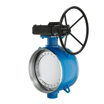 Поворотно-дисковый затвор 3-х эксцентриковый LD Energy с редуктором R из стали 09Г2С, ПДЗ.П.Р.1200.025.03