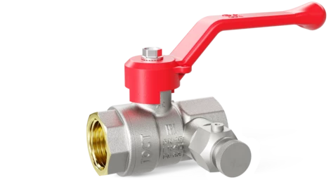 Кран шаровой латунный с дренажем и воздухоотводчиком трехходовой LD Pride 44.15.В-В.С.Р Ду 15 Ру 40 рычаг (red)