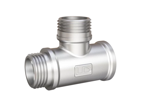 Тройник LD Pride DN15 (1/2") ВР/НР/НР латунь никель