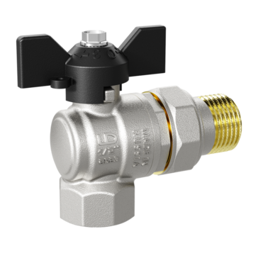 Кран шаровой латунный угловой LD Pride 47.25.В-ГШ.У.Б Ду 25 Ру 40 бабочка с биркой