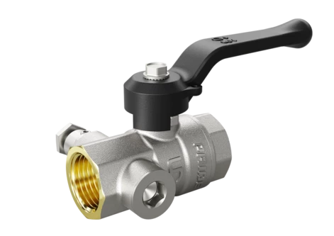 Кран шаровой латунный с дренажем и воздухоотводчиком трехходовой LD Pride 44.15.В-В.С.Р Ду 15 Ру 40 рычаг