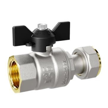 Кран шаровой латунный с накидной гайкой LD Pride 47.20.В-НкГк.Б Ду 20 Ру 40 бабочка