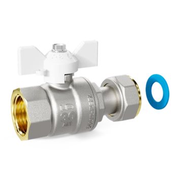 Кран шаровой латунный с накидной гайкой LD Pride 47.15.В-НкГк.Б Ду 15 Ру 40 бабочка (white) с биркой