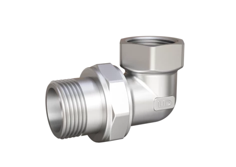 Сгон разъемный угловой (американка) LD Pride DN15 (1/2") ВР/НР латунь никель