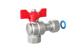 Кран шаровой латунный угловой с накидной гайкой LD Pride 47.20.В-НкГк.У.Б Ду 20 Ру 40 бабочка (red)