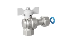 Кран шаровой латунный угловой с накидной гайкой LD Pride 47.15.В-НкГк.У.Б Ду 15 Ру 40 бабочка (white)