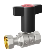 Кран шаровой латунный с накидной гайкой LD Pride 47.15.В-НкГк.Ду 15 Ру 40 с Т-рукояткой (Red + Blue)