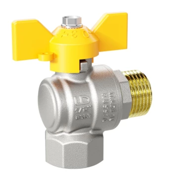 Кран шаровой латунный угловой LD Pride 47.25.В-Н.У.Б GAS Ду 25 Ру 40 бабочка