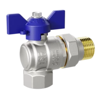 Кран шаровой латунный угловой LD Pride 47.15.В-ГШ.У.Б Ду 15 Ру 40 бабочка (blue)