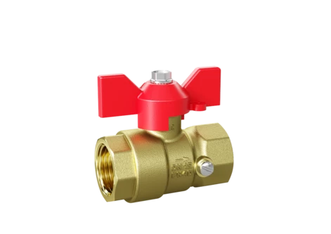 Кран шаровой латунный для манометра LD Pride 44.15.В-В.2М.Б Ду 15 Ру 40 бабочка (red) с биркой