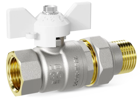 Кран шаровой латунный LD Pride 47.25.В-ГШ.Б Ду 25 Ру 40 бабочка (white)