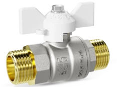 Кран шаровой латунный LD Pride 47.25.Н-Н.Б Ду 25 Ру 40 бабочка (white)