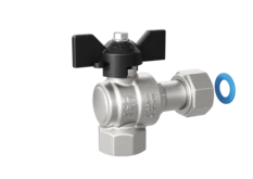 Кран шаровой латунный угловой с накидной гайкой LD Pride 47.15.В-НкГк.У.Б Ду 15 Ру 40 бабочка