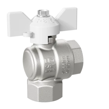 Кран шаровой латунный угловой LD Pride 47.15.В-В.У.Б Ду 15 Ру 40 бабочка (white)