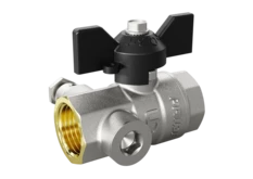 Кран шаровой латунный с дренажем и воздухоотводчиком трехходовой LD Pride 44.15.В-В.С.Б  Ду 15 Ру 40 бабочка