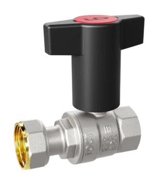 Кран шаровой латунный с накидной гайкой LD Pride 47.15.В-НкГк.Ду 15 Ру 40 с Т-рукояткой (Red + Blue)