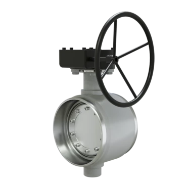 Поворотно-дисковый затвор 3-х эксцентриковый LD с редуктором R из стали 20, ПДЗ.П.Р.300.025.02