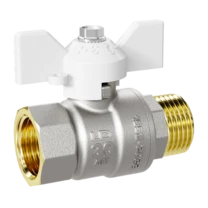 Кран шаровой латунный LD Pride 47.15.В-Н.Б Ду 15 Ру 40 бабочка (white) с биркой