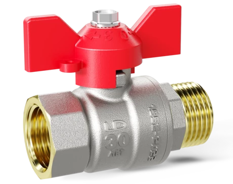 Кран шаровой латунный LD Pride 47.25.В-Н.Б Ду 25 Ру 40 бабочка (red)