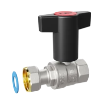 Кран шаровой латунный с накидной гайкой LD Pride 47.15.В-НкГк. Ду 15 Ру 40 Т-рукоятка с биркой