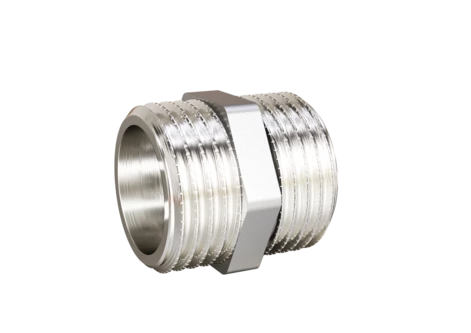 Ниппель прямой LD Pride DN15 (1/2") НР/НР латунь никель в упаковке