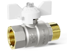 Кран шаровой латунный LD Pride 47.25.В-Н.Б Ду 25 Ру 40 бабочка (white)