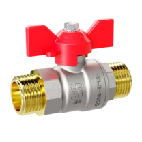 Кран шаровой латунный LD Pride 47.15.Н-Н.Б Ду 15 Ру 40 бабочка (red) с биркой