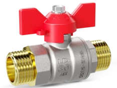 Кран шаровой латунный LD Pride 47.25.Н-Н.Б Ду 25 Ру 40 бабочка (red)