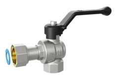 Кран шаровой латунный угловой с накидной гайкой LD Pride 47.15.В-НкГк.У.Р Ду 15 Ру 40 рычаг