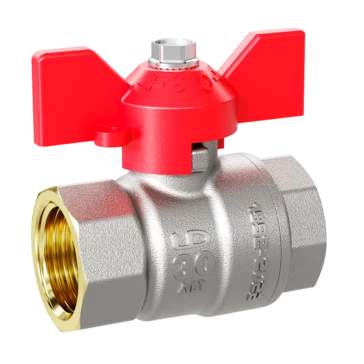 Кран шаровой латунный LD Pride 47.25.В-В.Б Ду 25 Ру 40 бабочка (red)