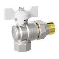 Кран шаровой латунный угловой LD Pride 47.15.В-ГШ.У.Б Ду 15 Ру 40 бабочка (white)